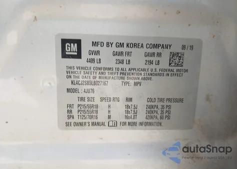 2020 Buick Encore Awd Sport Touring z USA, uszkodzony, nr VIN KL4CJ2SB5LB027167